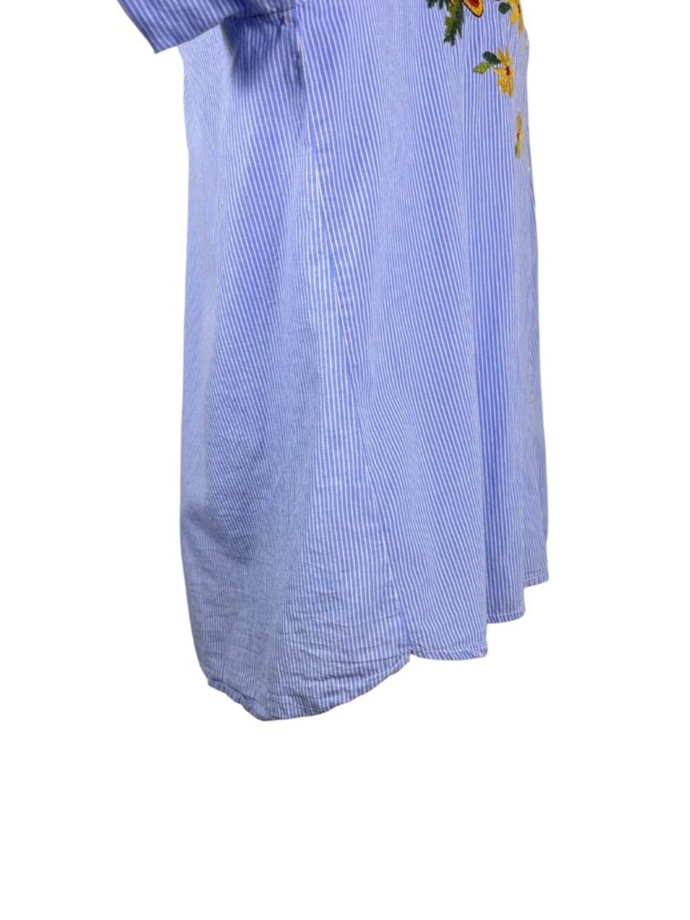 Giani Bini Blue Striped Floral Embroidered Button-Up Shirt | Size Est. L - Picture 6 of 12
